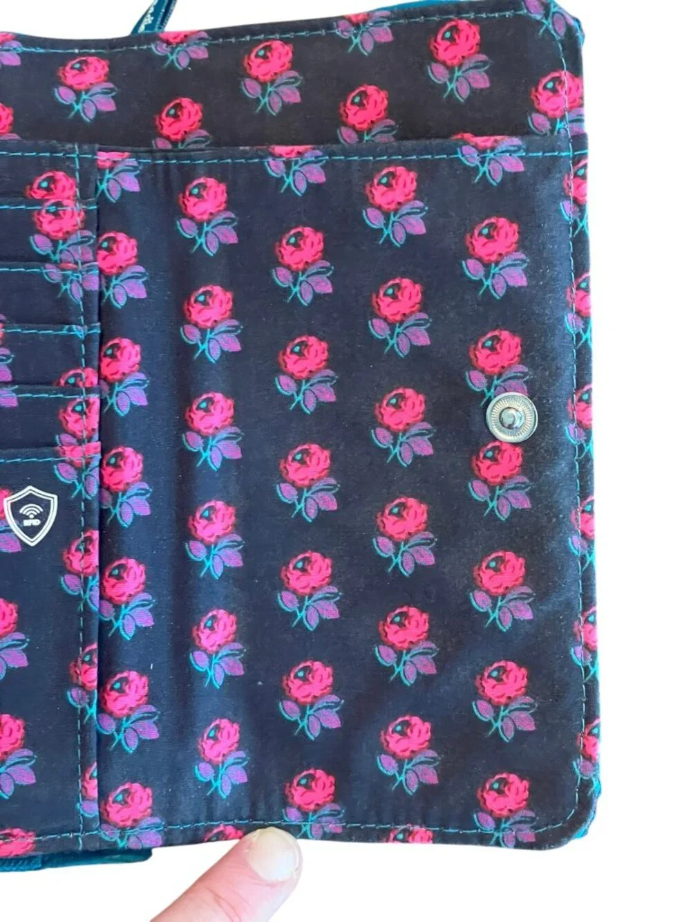 Vera Bradley Tri-Fold Snap Wallet Wristlet Turquoise NWOT - Picture 4 of 8